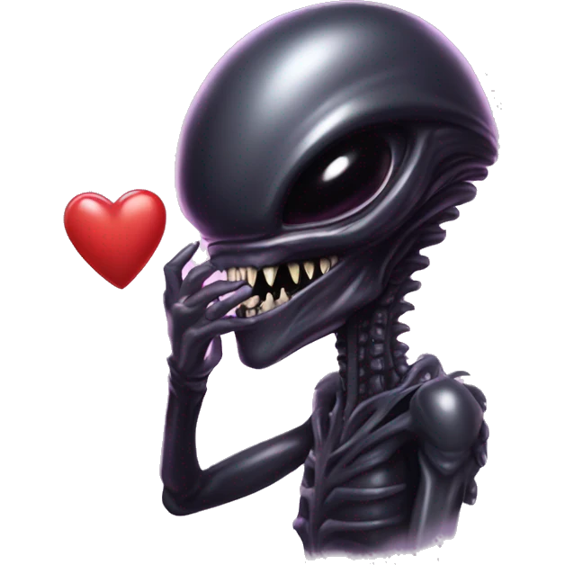  xenomorph alien in love, hearts emoji