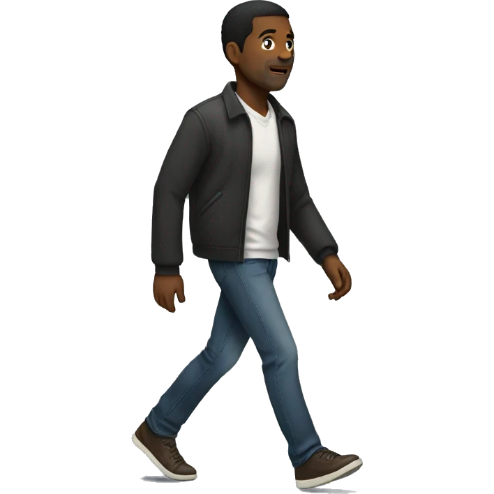 Black man walks around emoji