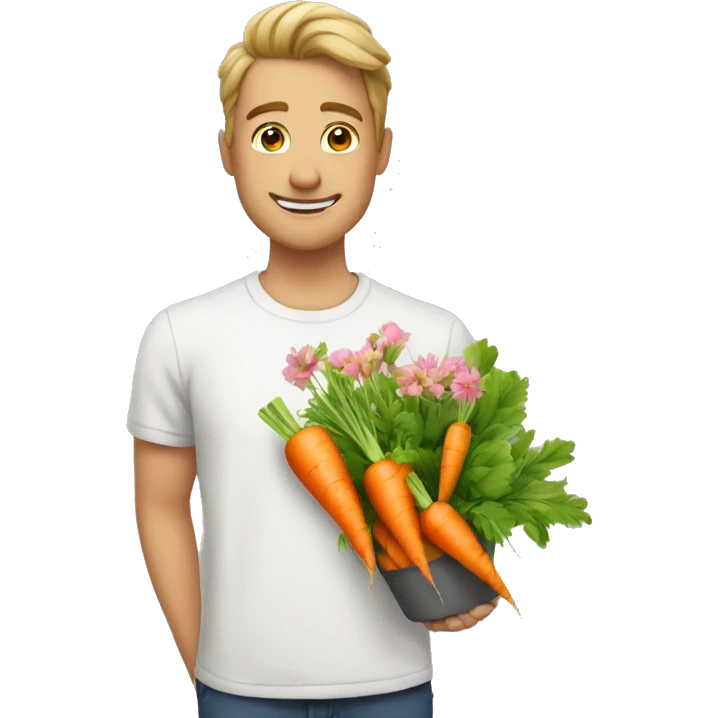 guy gifting carrots insteasd of flowers emoji