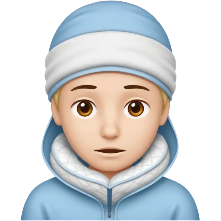 A person with headaches and a cold pad on the head emoji