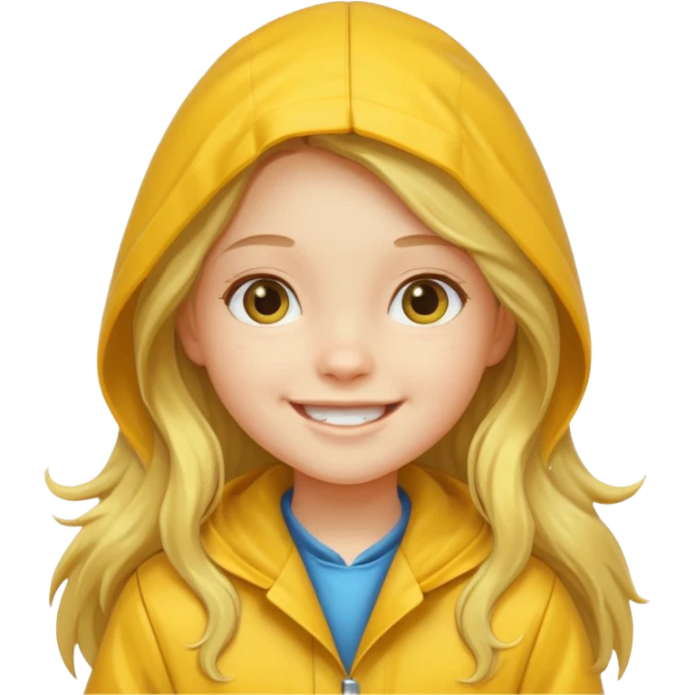 long haired girl kid with raincoat emoji