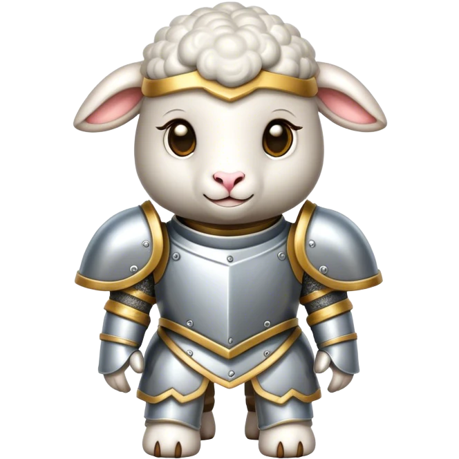 A lamb with armor emoji