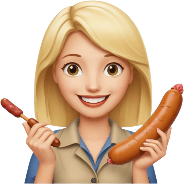Naked blonde with both hands holding weiner emoji