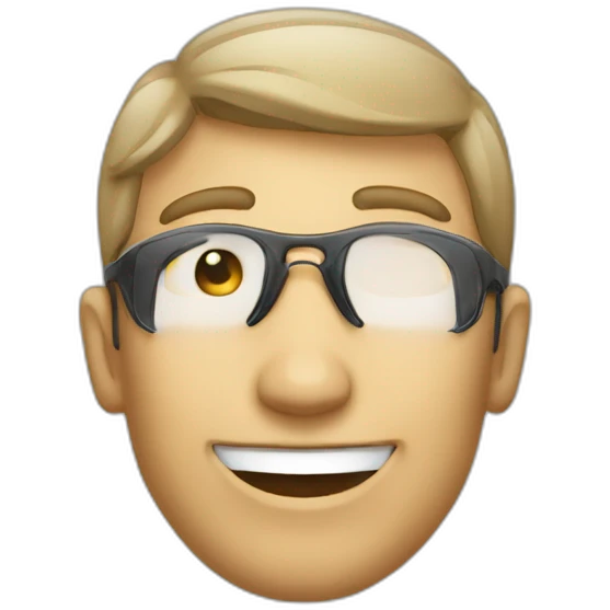 Teasing and smiling male blind emoji