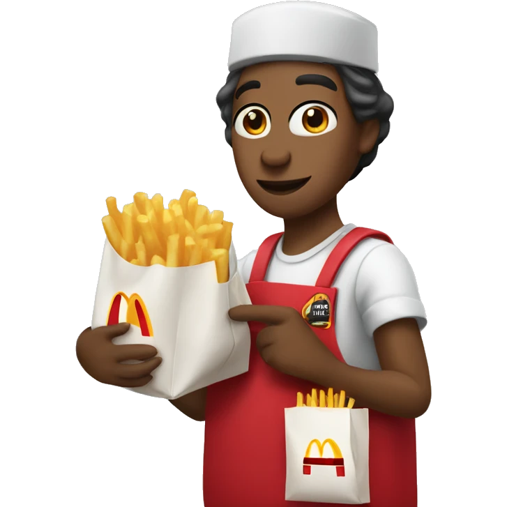 a mcdonalds worker putting the fries in the bag emoji