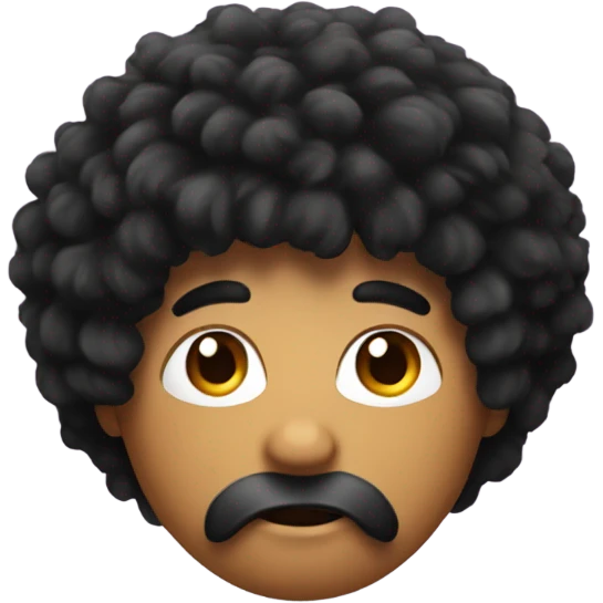 Apple with black fluffy hair emoji