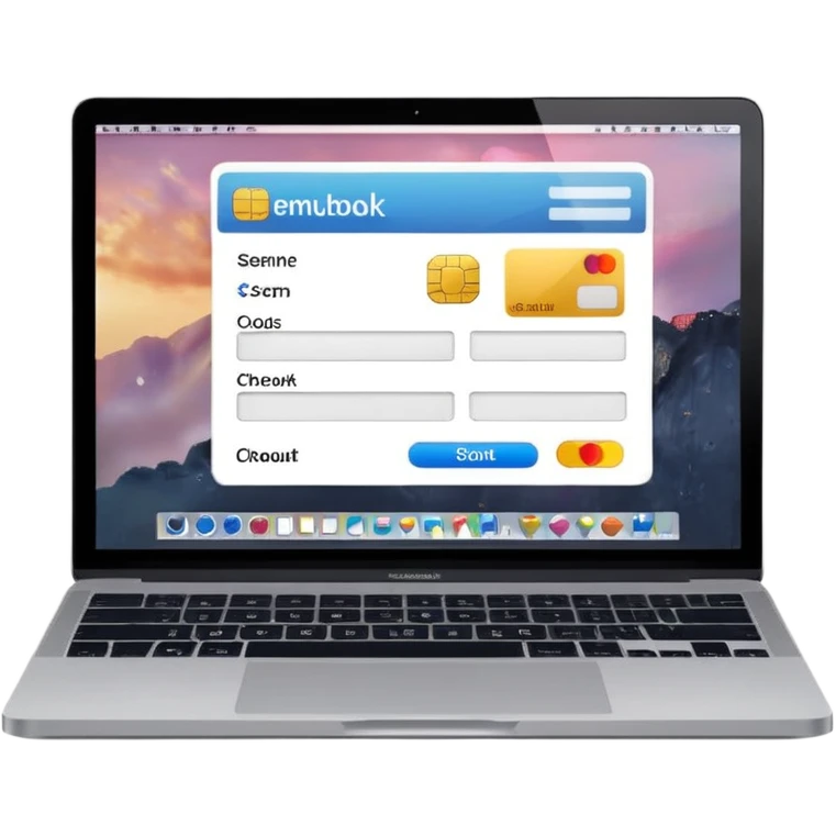 online store checkout on a macbook screen, no person only macbook emoji