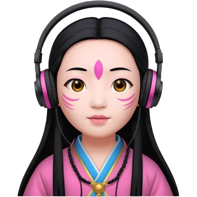 chinese Ming ancient with headphone, pink emoji