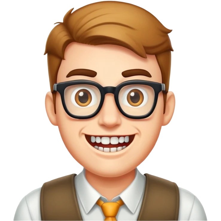 Nerd with big buck tedth emoji
