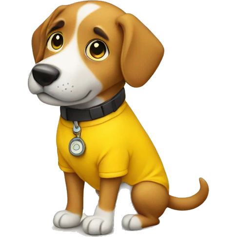 Dog with Yellow shirt, exploring the world emoji