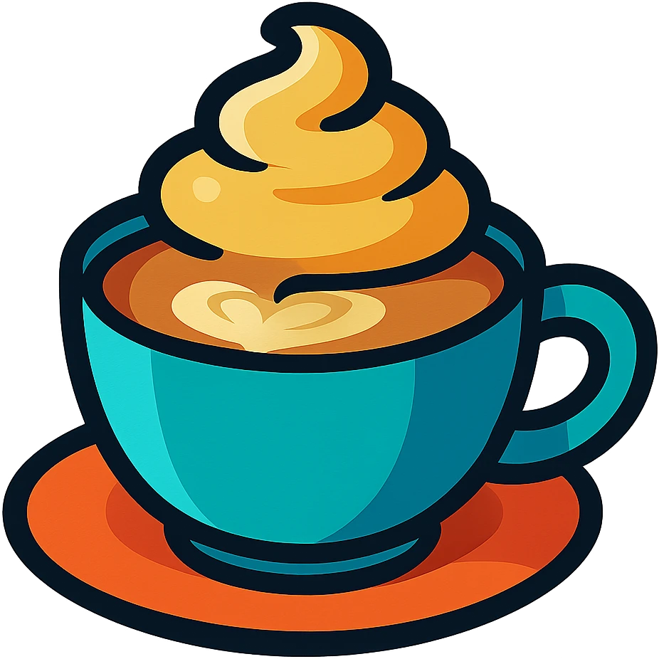 coffee latte, vibrant colors, cartoon style emoji