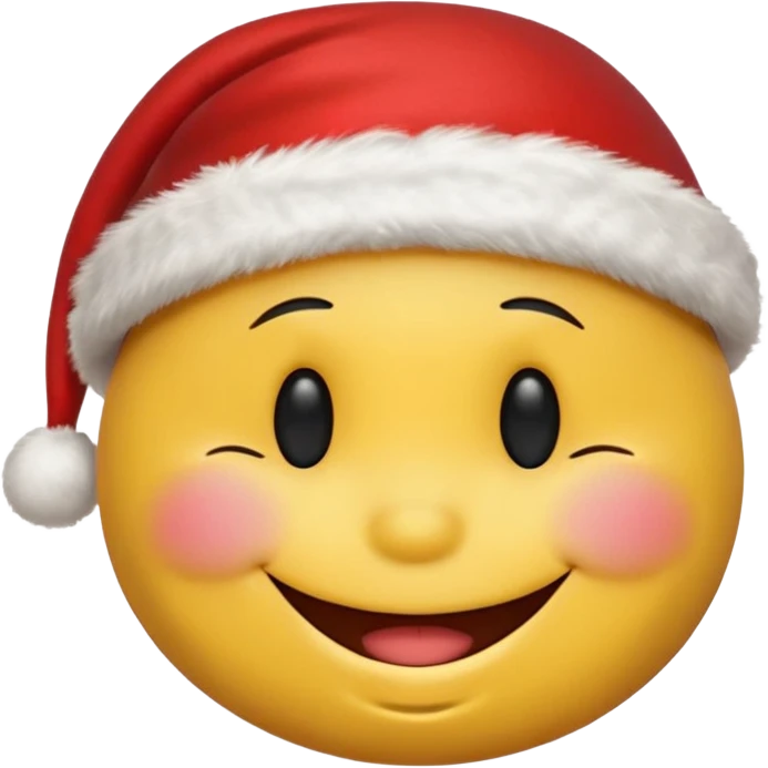 Smiley face smiles with closed eyes in a red Christmas hat emoji