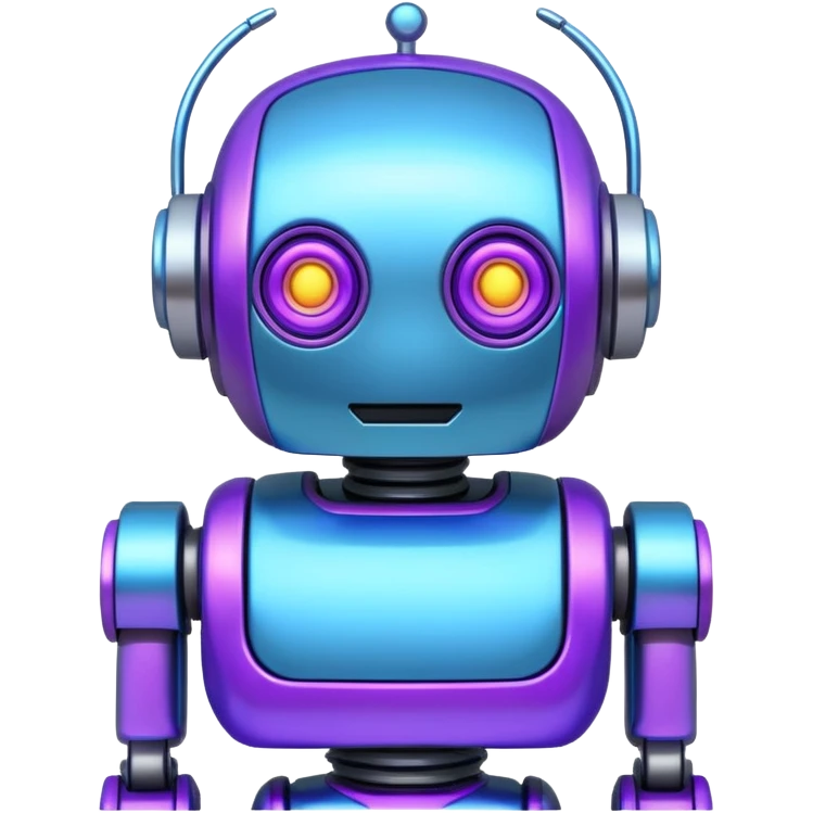 make a cool neon blue and purple robot emoji