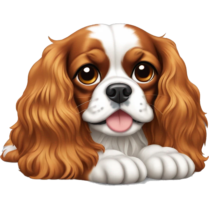 a Cavalier king charles spaniel relaxing emoji