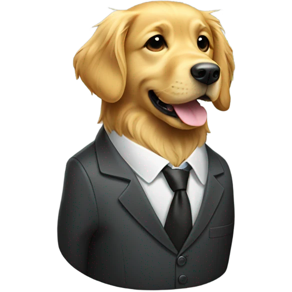 Golden retriever wearing suit standing up emoji