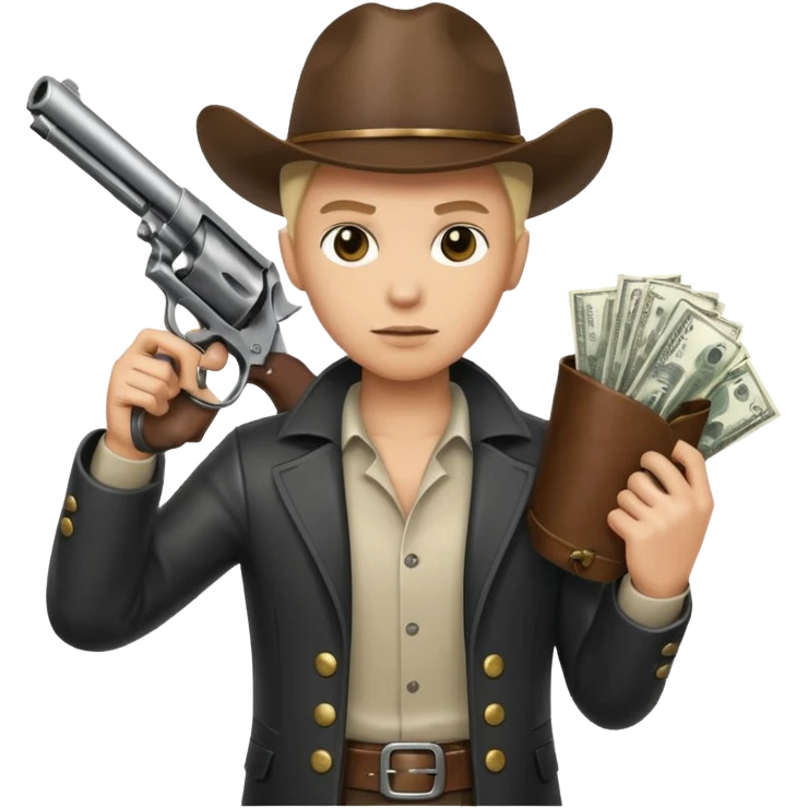 Весы, на одно чаше куча пачек долларов, на другой револьвер emoji