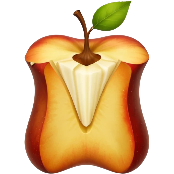 an apple core with jagged edges and a small stem emoji
