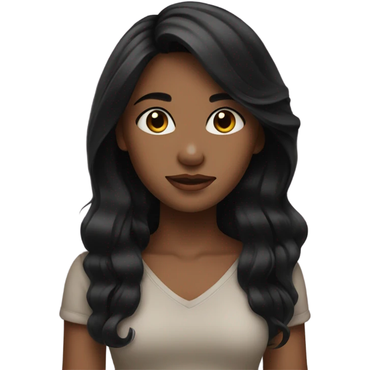 Girl with balck hair and beautiful emoji