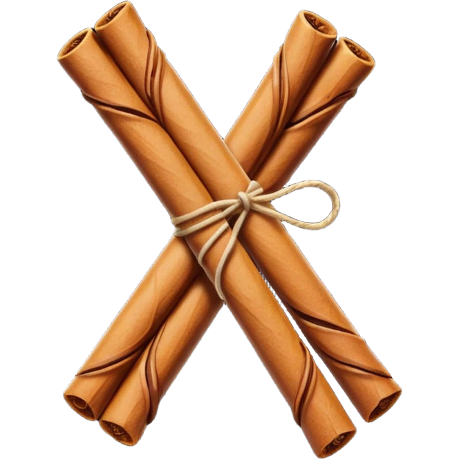 A simple, minimalist flat vector icon of two cinnamon sticks tied with a small string. Clean lines, soft brown tones, white background, high contrast, center framing. No shadows, no text, professional graphic design style. emoji