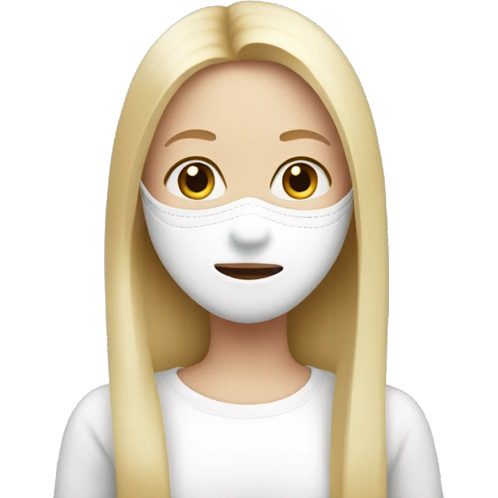 Blond girl with straight hair wearing a white mask  emoji
