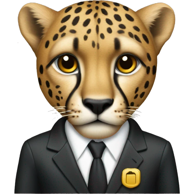 cheetah in a classic suit with large keys emoji