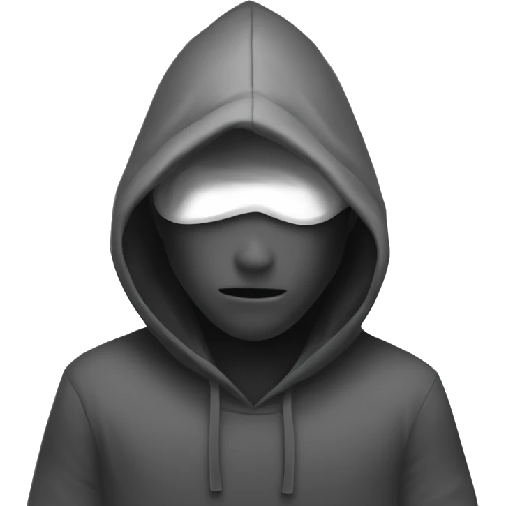 grayscale mysterious hooded boy in gloves emoji