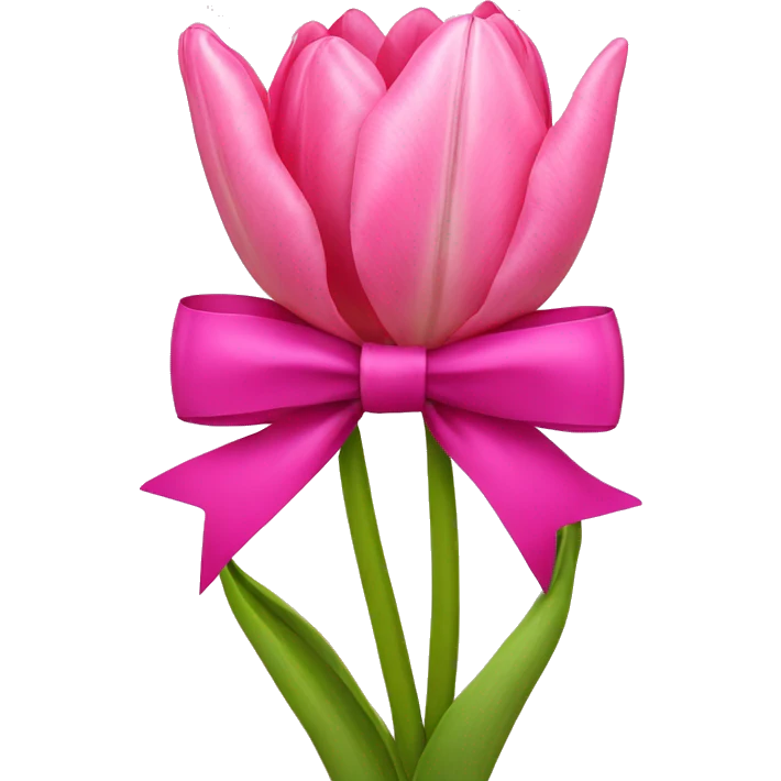 Pink tulips with a bow emoji