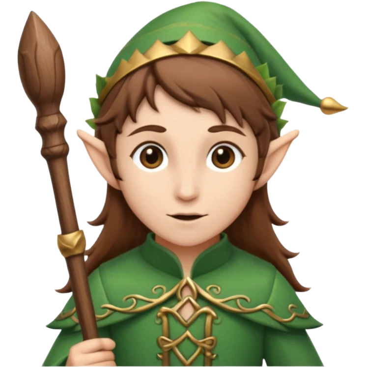 elf with staff brown hair, no hat emoji