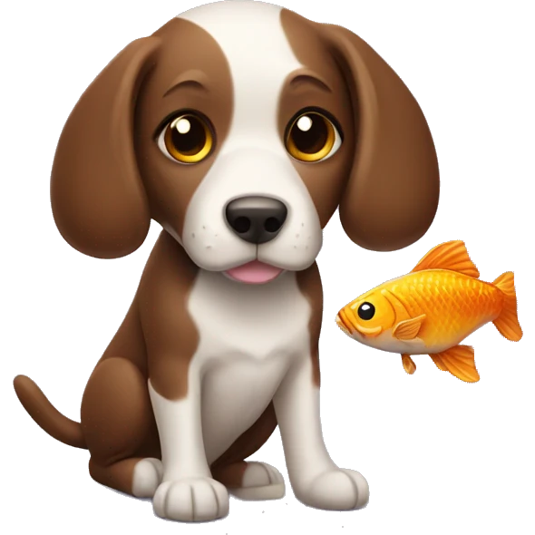 dog with a fish and chocolate emoji