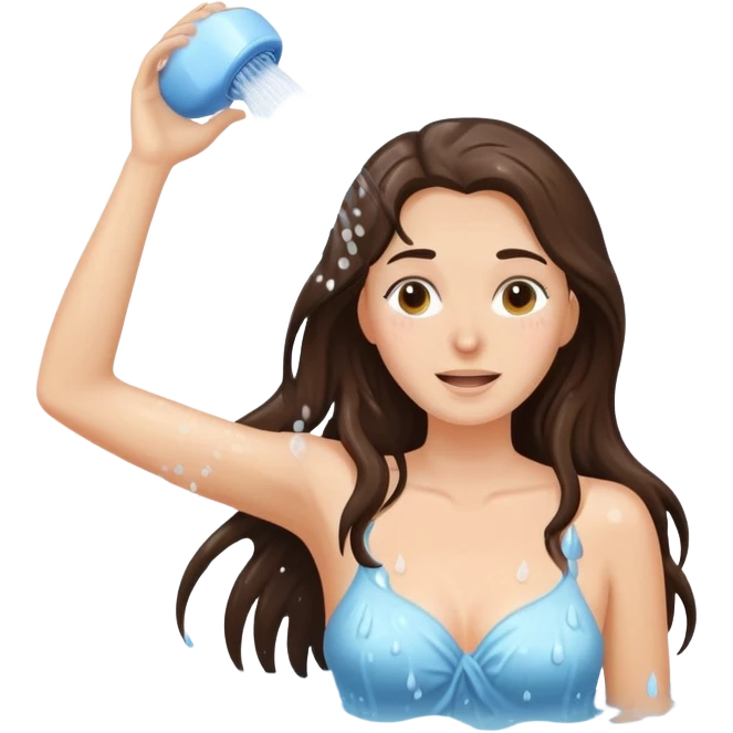 Brunette White women  showering emoji