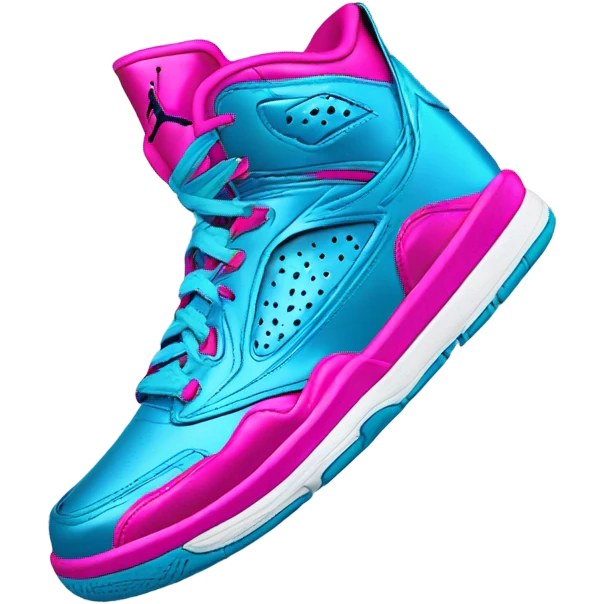 Realistic metallic sky blue and hot pink Jordan basketball sneakers. emoji