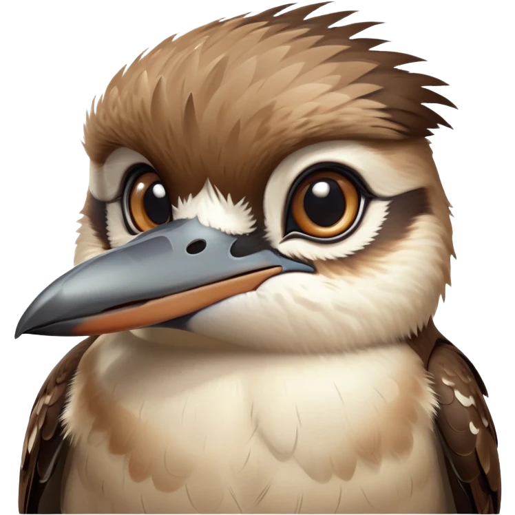 cinematic-cute-kookaburra-portrait-emoji,-head-tilted-playfully-and-inquisitively,-featuring-a-glossy-brown-plumage-with-subtle-cream-accents-and-a-perky,-expressive-beak,-round,-sparkling-large-eyes-filled-with-curious-mirth,-simplified-ye copy 2 emoji