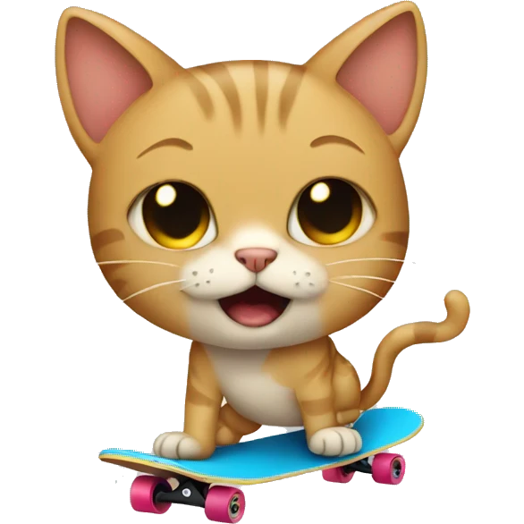 cat crying while skateboarding emoji