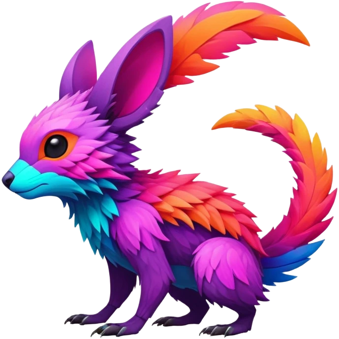 lush warm-colored modern colorful neon-colored Fakémon-Trico-creature (full body) emoji