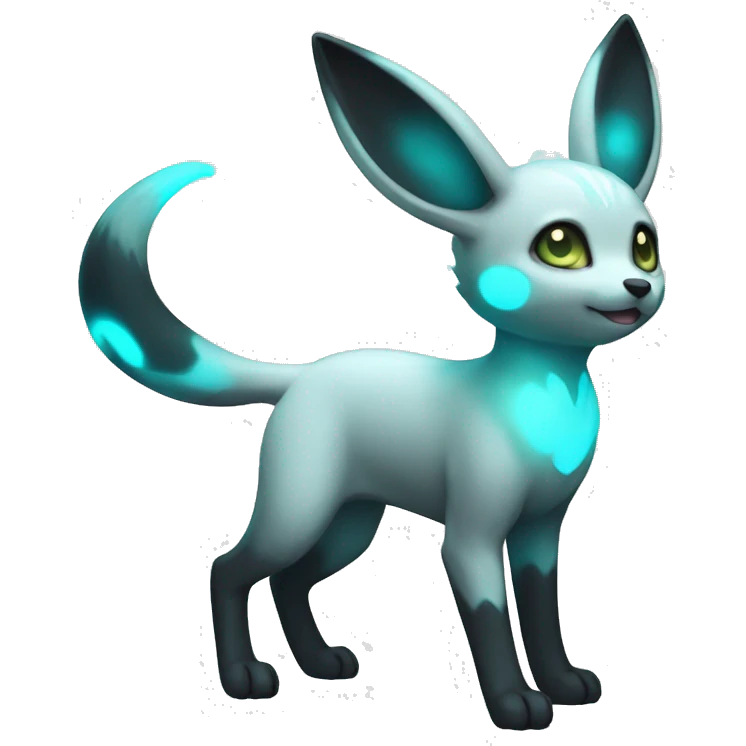 White Shiny Pastel Umbreon with glowing cyan markings full body emoji