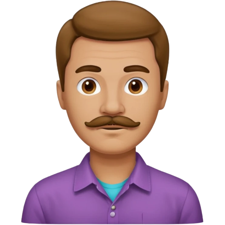 mustached man with hair till the neck and colored shirt emoji