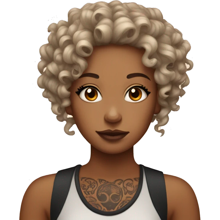 curly girl with tattoos  emoji