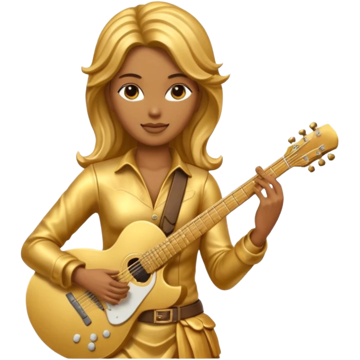 fully golden statue female guitarist face golden emoji