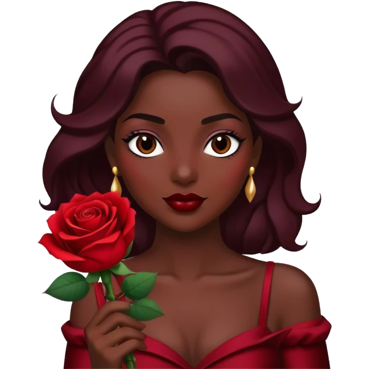 Realistic rose of dark deep red color in glamour style emoji
