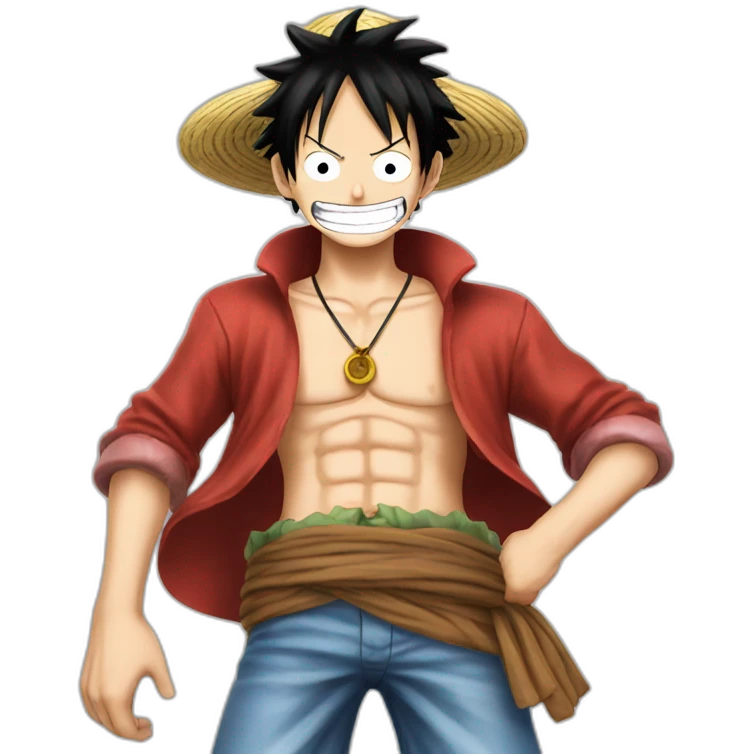 luffy from one piece with meet emoji