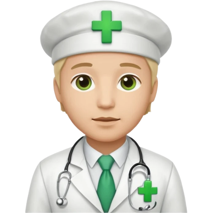 a doctor in white suit with a doctor hat with green cross emoji