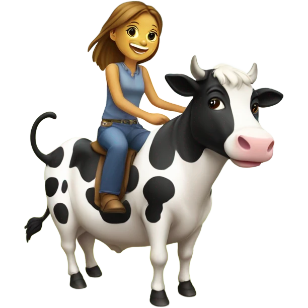 Girl riding a cow emoji