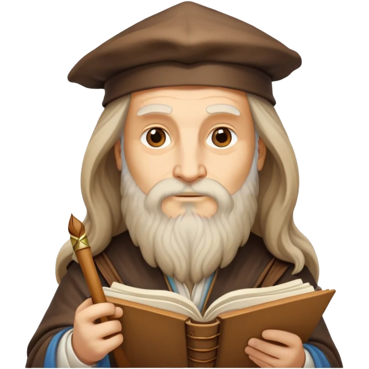 cinematic-realistic-leonardo-da-vinci-portrait-emoji,-depicted-as-the-quintessential-renaissance-polymath-with-deep,-thoughtful-eyes,-a-flowing-beard,-and-a-quill-or-sketchbook-in-hand.-the-scene-is-illuminated-with-warm,-classical-light emoji