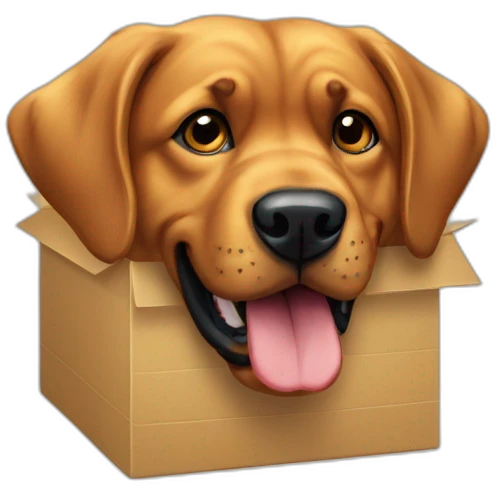 A Rottweiller with a golden retriever in box emoji