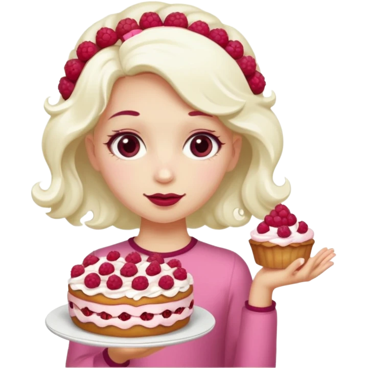 Raspberry torte human full body girl with a raspberry barrette on her head emoji
