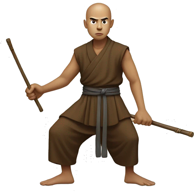 the monk in a low stance, ready to strike with a staff emoji