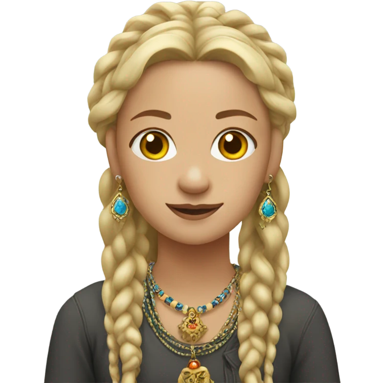 blonde girl with dreadlocks with jewelry in Nepal  emoji