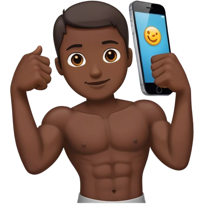 a mobile Phone with arms to the side of the phone flexing emoji