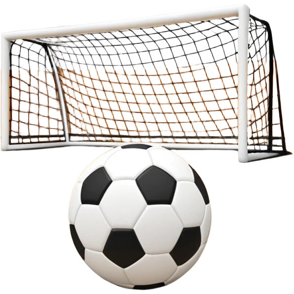 A close-up of a mini-football (futsal) ball placed on a wooden floor of an indoor sports hall, with the goalposts in the background. The scene highlights the smooth texture of the ball and the detailed net of the goal, emphasizing the fast-paced nature of the sport. emoji