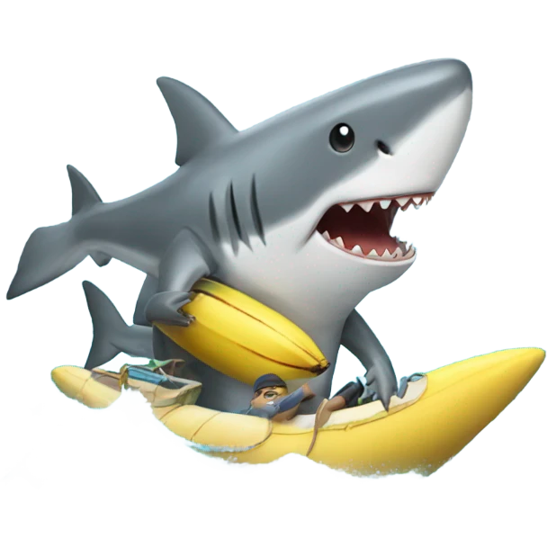 Shark with a banana boat emoji